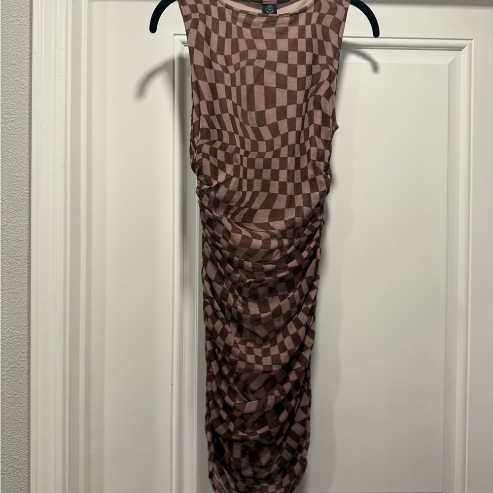 Urban outfitters Brown Checkered Midi Dress